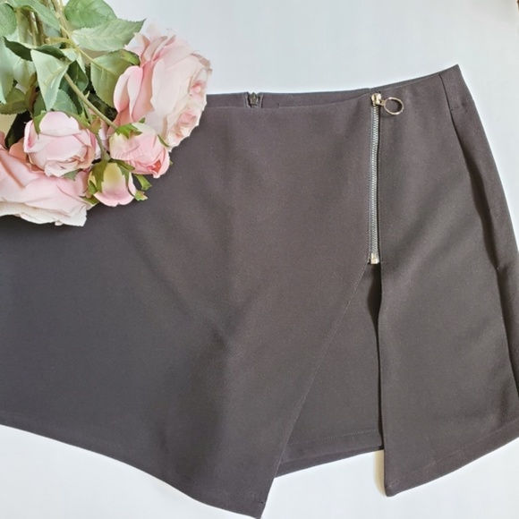 Edgy Sexy Zippered Split Open Front Skort Skirt M - Picture 6 of 8